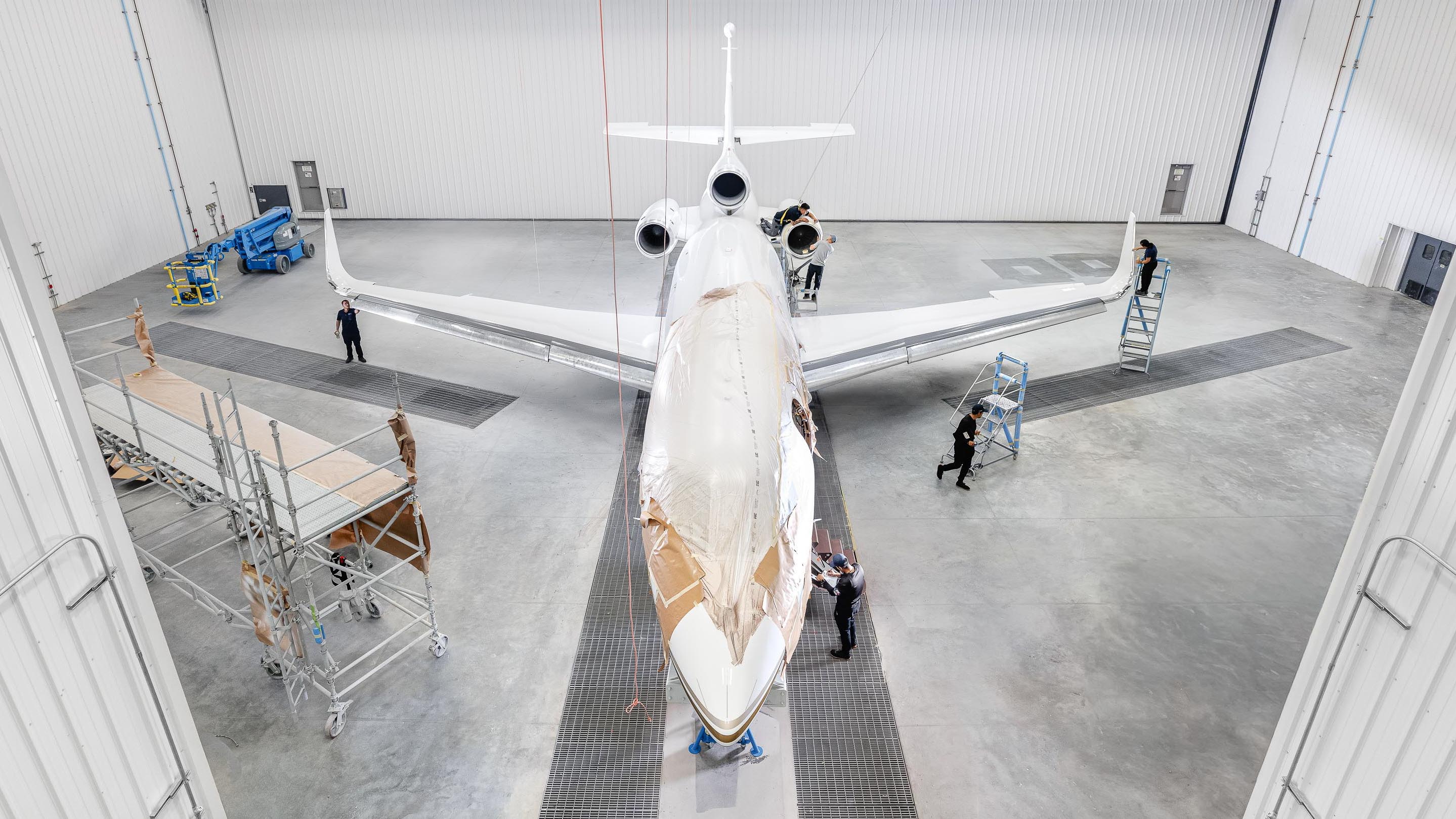 Hangar mantenimiento vista aérea